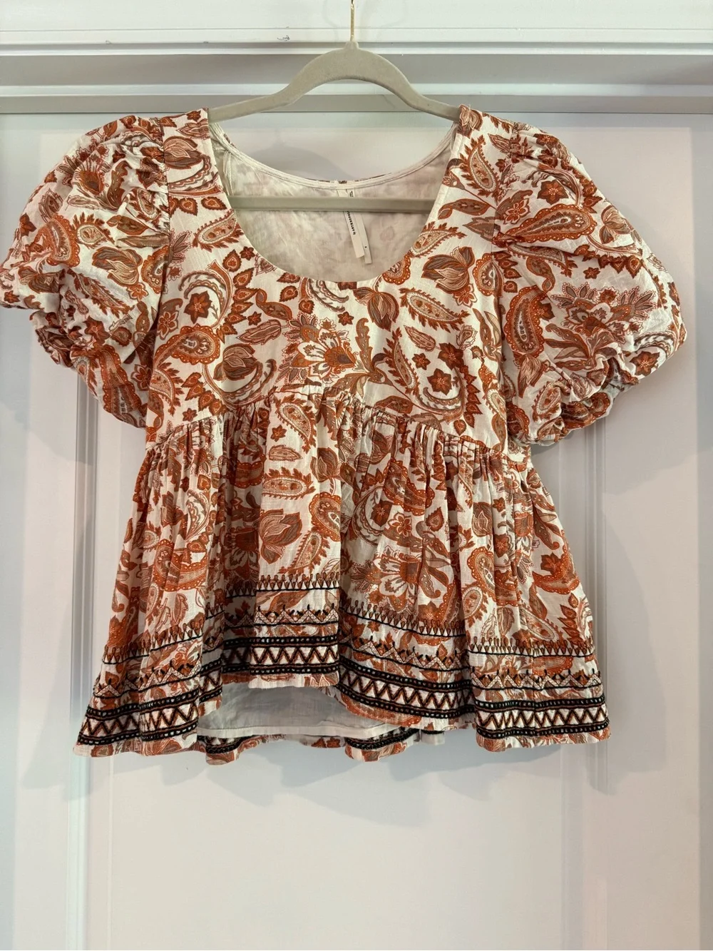 Anthropologie Puff Sleeve Babydoll Blouse Size Small
